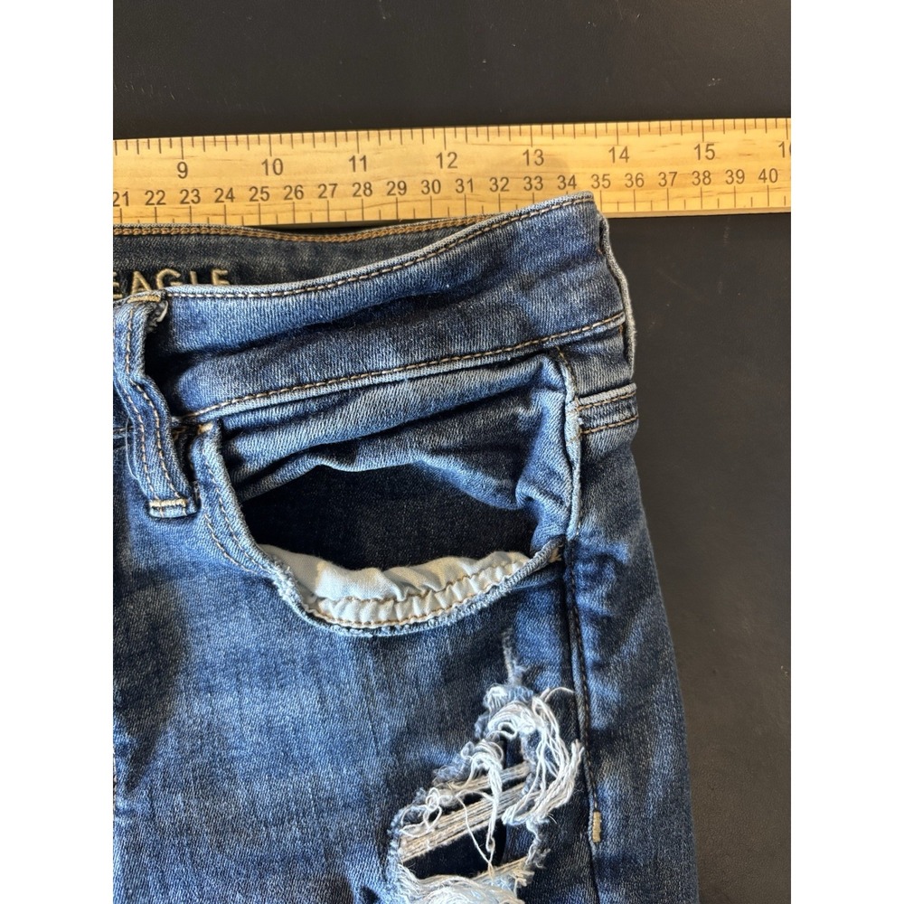 American Eagle super high rise jegging womens size 4 regular distressed stretch - Picture 8 of 10